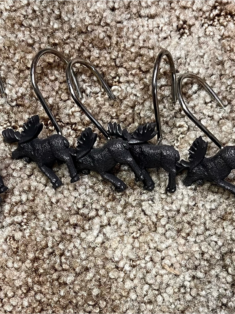 Black Moose Shower Curtain Hooks - Set of 12